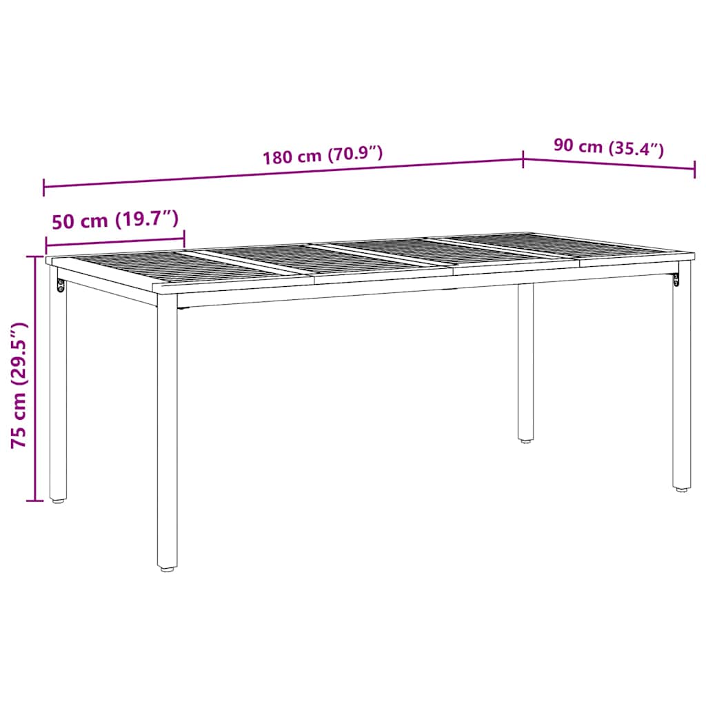 Garten Essgruppe 7 pcs Schwarz und Holz 180 x 90 x 75 cm